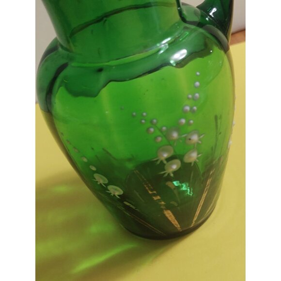 Hand Made Sweet Victorian Glass Jug Enamelled Lily of the Valley flowers - Picture 2 of 10